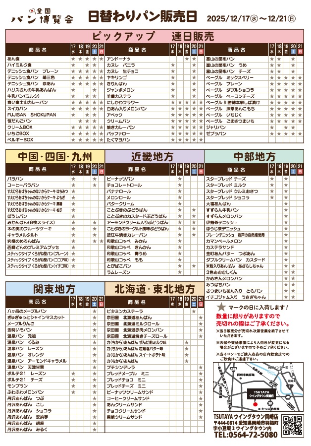 ウイングタウン日替わりパン